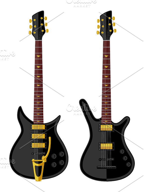 24 flat guitars set in Illustrations - product preview 2