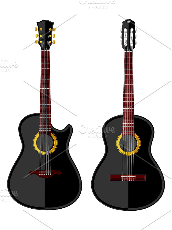24 flat guitars set in Illustrations - product preview 5