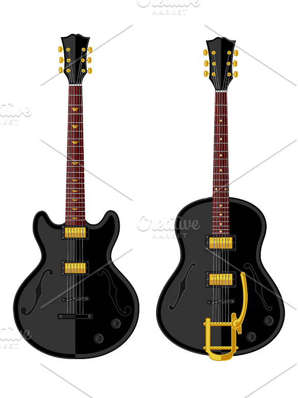 24 flat guitars set in Illustrations - product preview 6