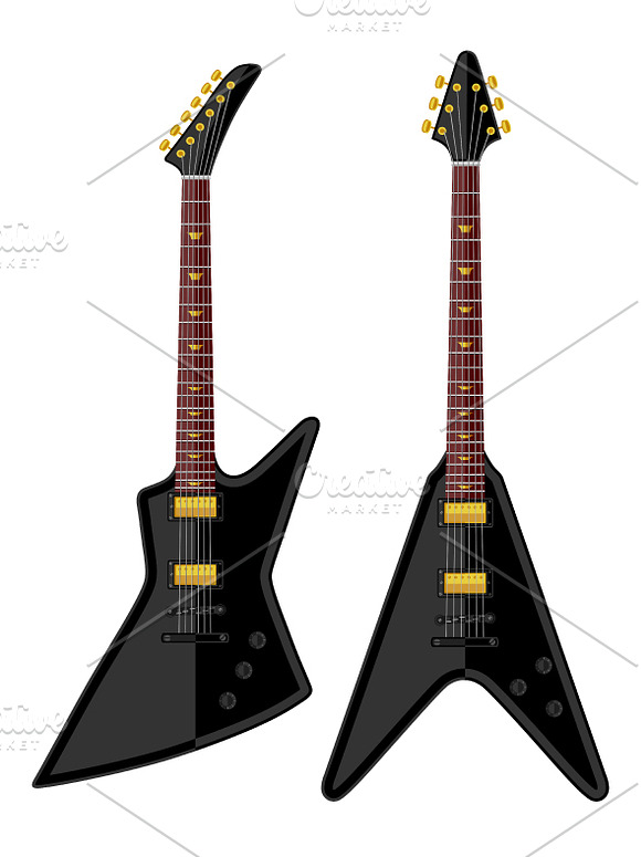 24 flat guitars set in Illustrations - product preview 8