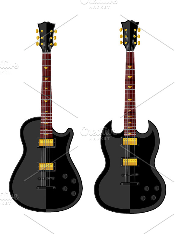 24 flat guitars set in Illustrations - product preview 9