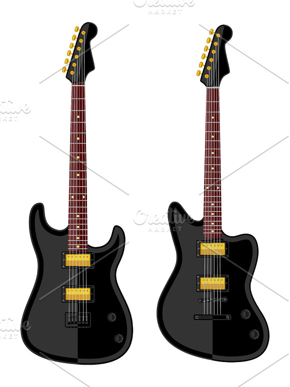 24 flat guitars set in Illustrations - product preview 10