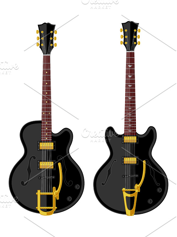 24 flat guitars set in Illustrations - product preview 11