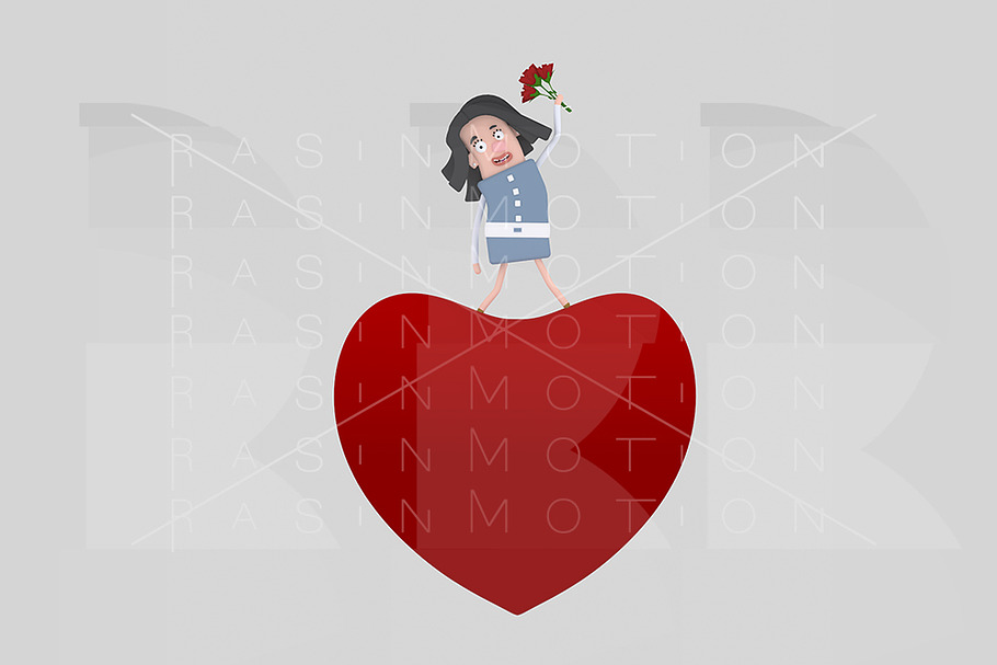 Woman standing on big heart in Illustrations - product preview 8