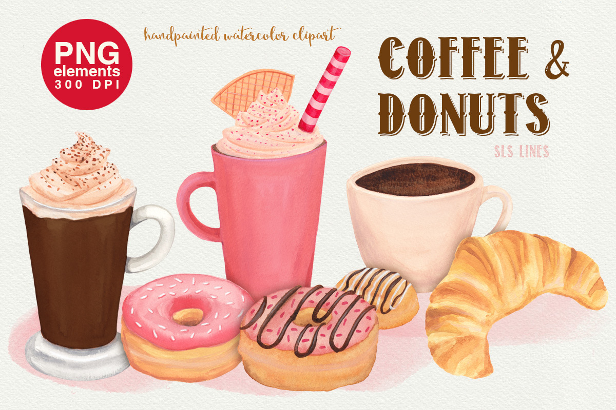 Coffee & Donuts Bakery Clipart in Illustrations - product preview 8