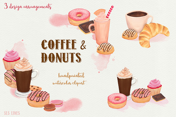 Coffee & Donuts Bakery Clipart in Illustrations - product preview 2