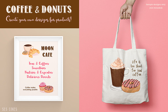 Coffee & Donuts Bakery Clipart in Illustrations - product preview 3