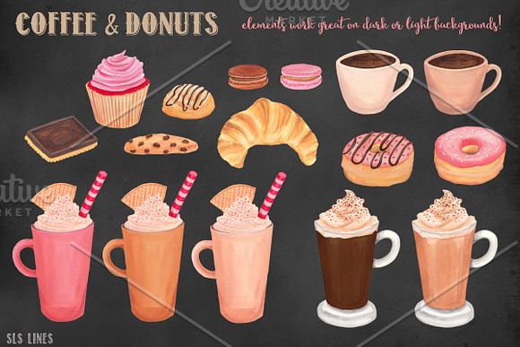 Coffee & Donuts Bakery Clipart in Illustrations - product preview 4