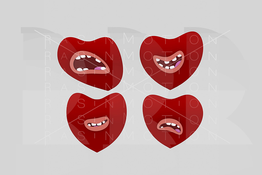 Hearts with mouth in Illustrations - product preview 8