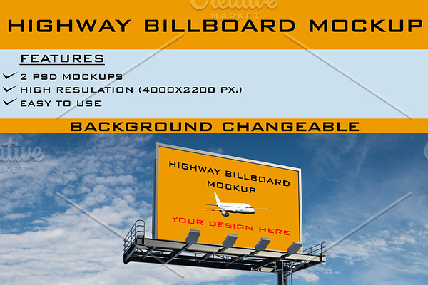 Realistic Highway Billboard Mockup