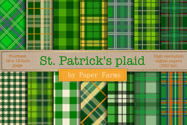 St. Patrick's plaid digital paper 