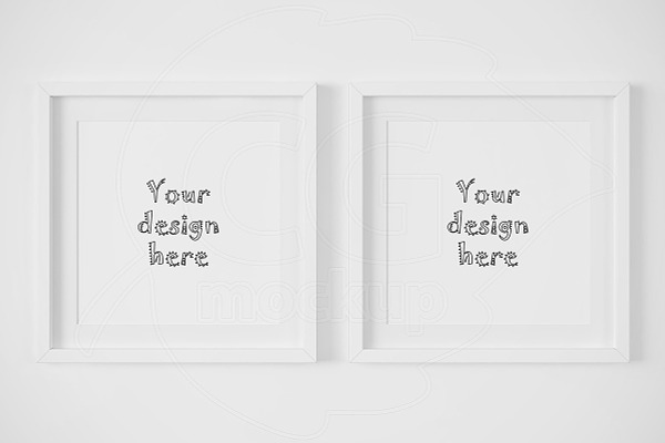 Two white matted square frame mockup
