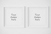 Two white matted square frame mockup