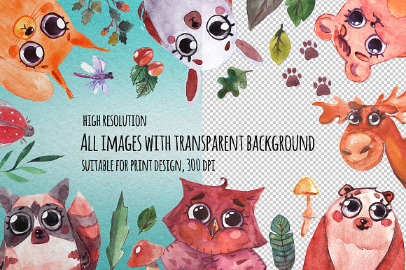 Watercolor animals for Children in Illustrations - product preview 4