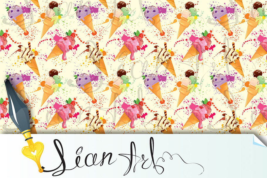 Pattern with Ice cream cones in Patterns - product preview 8