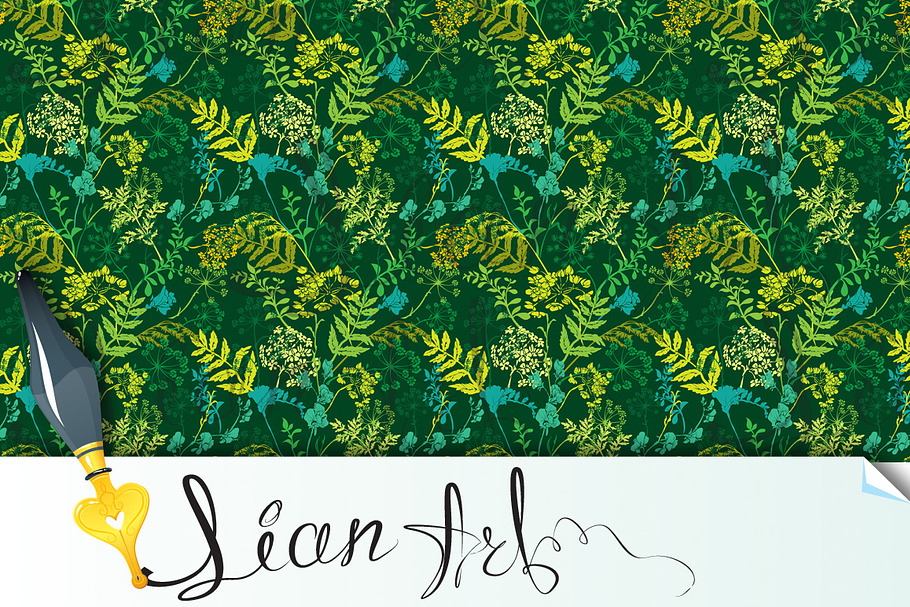 Wild flowers and grass silhouettes in Patterns - product preview 8