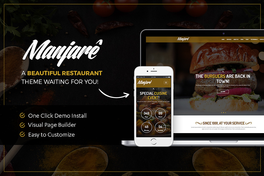Restaurant WordPress Theme | Manjare in WordPress Business Themes - product preview 8