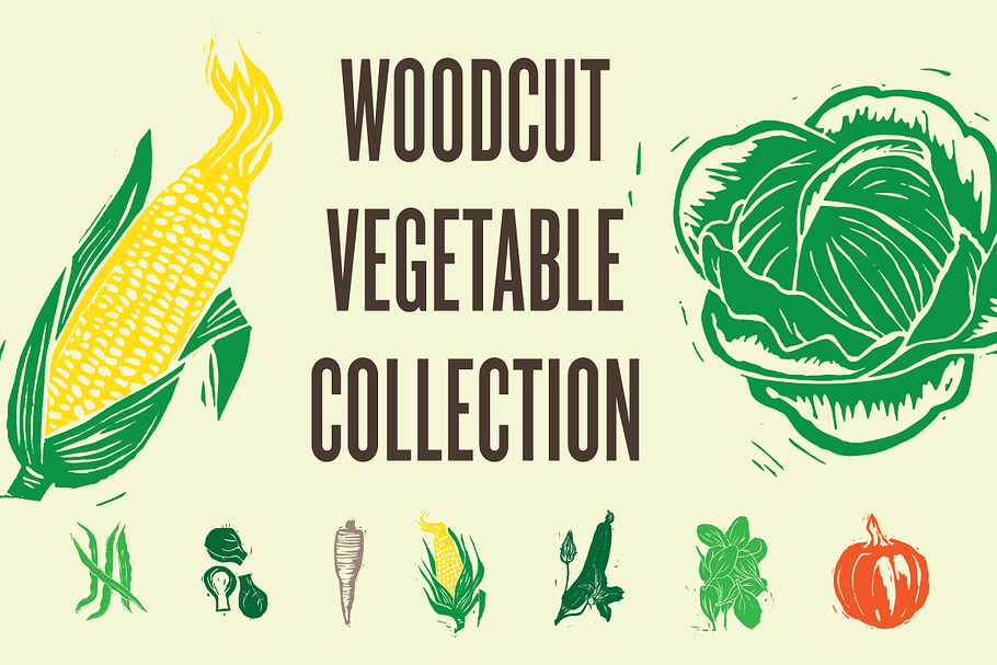 Woodcut Farm Vegetables in Illustrations - product preview 8