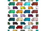 Retro toy trucks seamless pattern