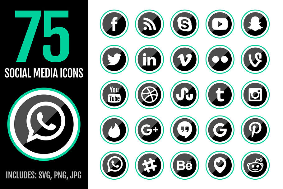 75 Green Social Media Icons