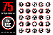 75 RED Social Media Icons