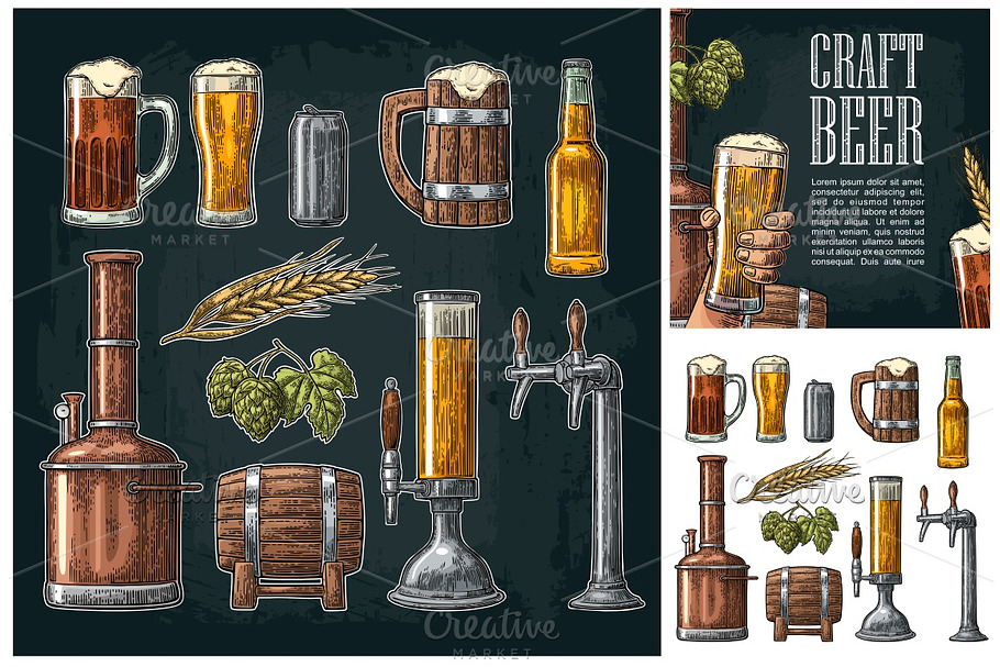 Brewery beer - row tanks hop ear  in Illustrations - product preview 8