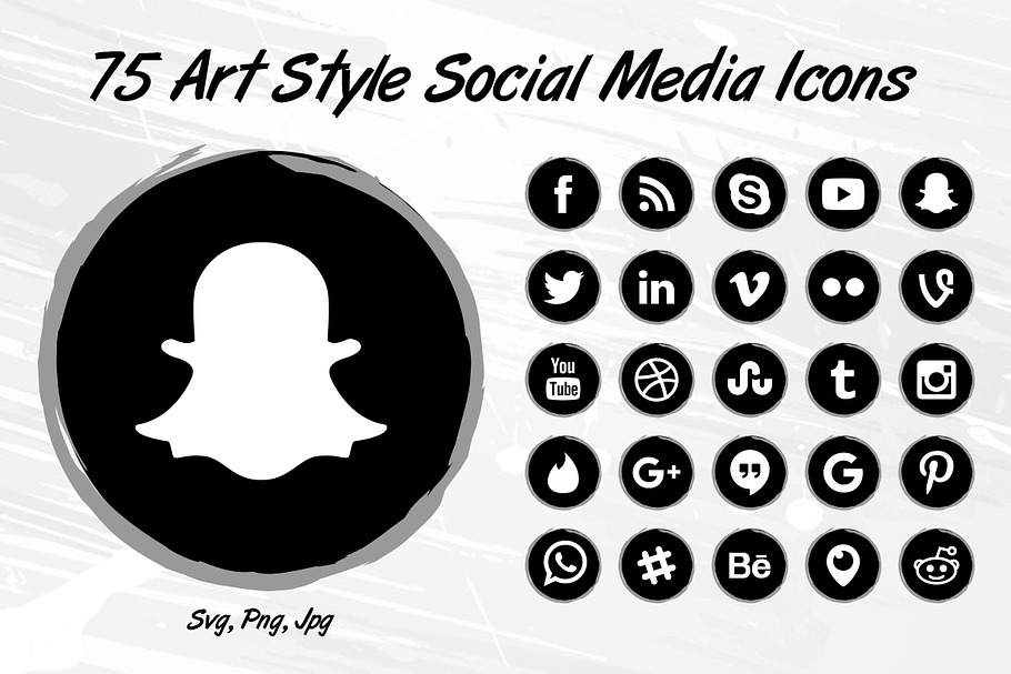 75 Art Style Social Media Icons