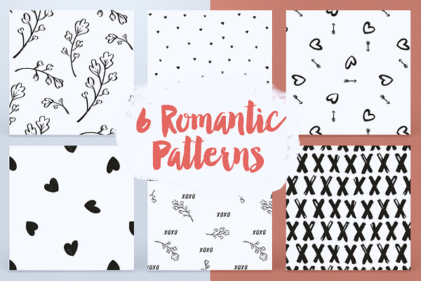 6 seamless Romantic Patterns