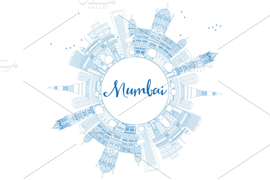 Outline Mumbai Skyline