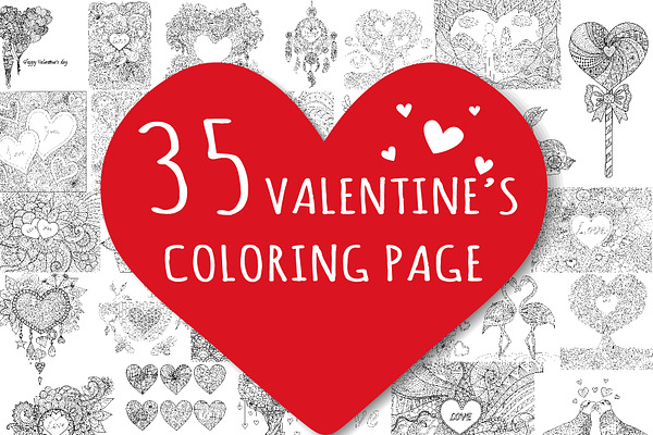50% OFF for 35 Valentine's coloring 