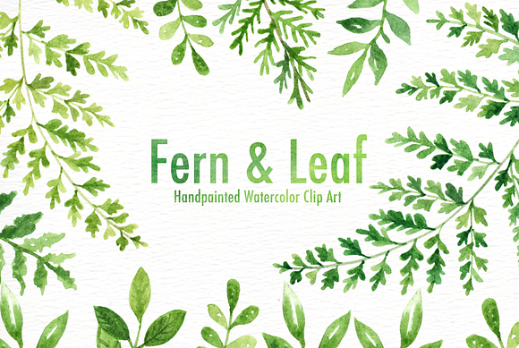Fern & Leaf Watercolor clipart in Illustrations - product preview 1