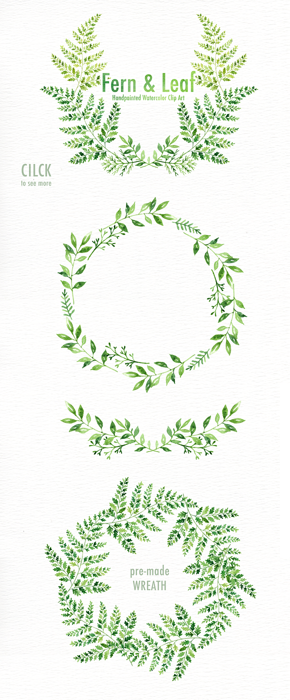 Fern & Leaf Watercolor clipart in Illustrations - product preview 2