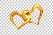 Golden Hearts - 3D Render PNG