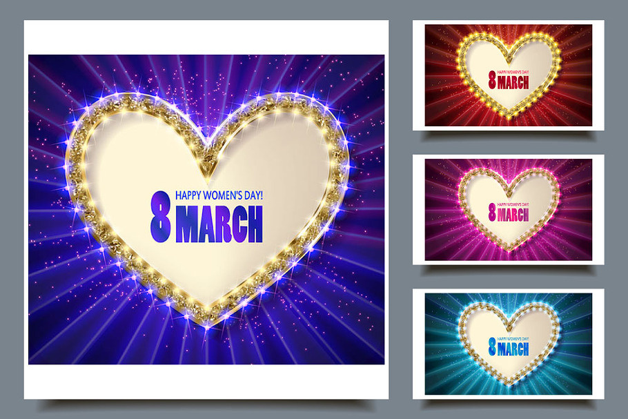 Cute greeting cards for 8 March