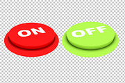On Off Buttons - 3D Render PNG