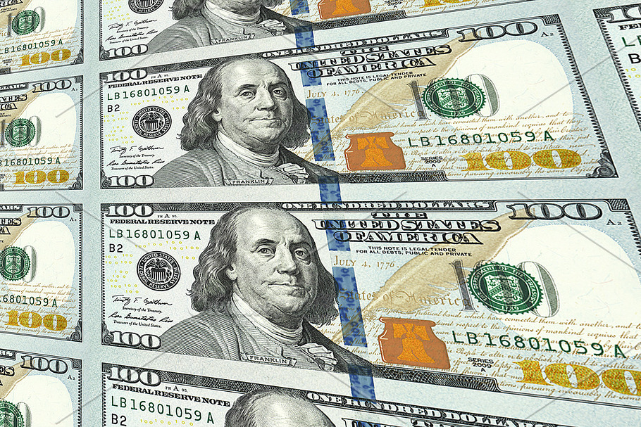 New 100 dollar bills in distance 3d perspective in Graphics - product preview 8