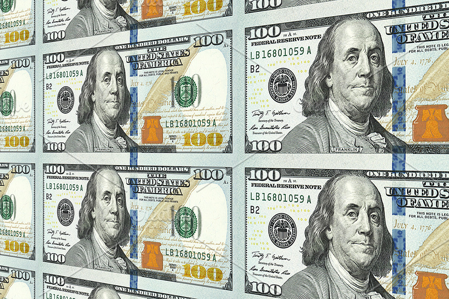 New 100 dollar bills in distance 3d perspective in Graphics - product preview 8