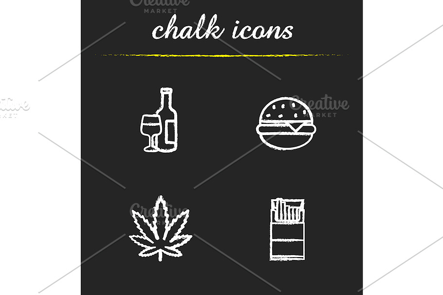Bad habits. 4 icons. Vector in Graphics - product preview 8