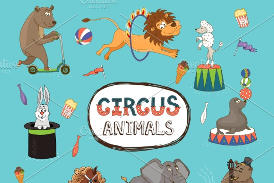 colorful circus animals