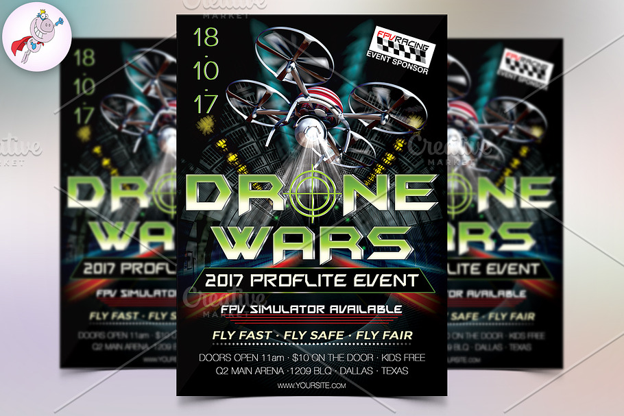 Drone Wars Flyer Template in Flyer Templates - product preview 8