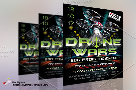 Drone Wars Flyer Template in Flyer Templates - product preview 1