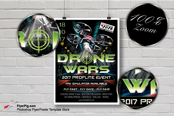 Drone Wars Flyer Template in Flyer Templates - product preview 2