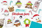 Christmas faces illustration pack