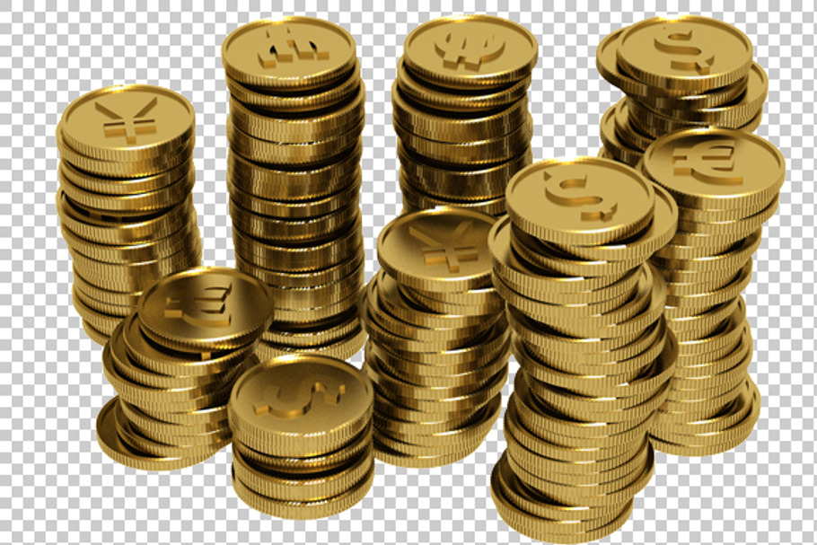Coins - 3D Render PNG in Graphics - product preview 8