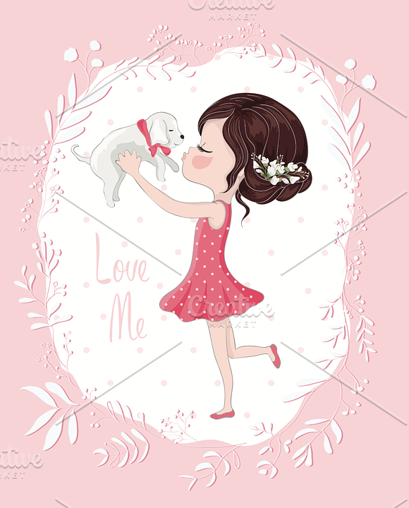 Cute Girl/Cartoon Character in Illustrations - product preview 1