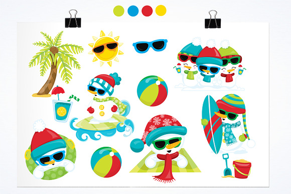 Summer snowman illustration pack in Illustrations - product preview 1