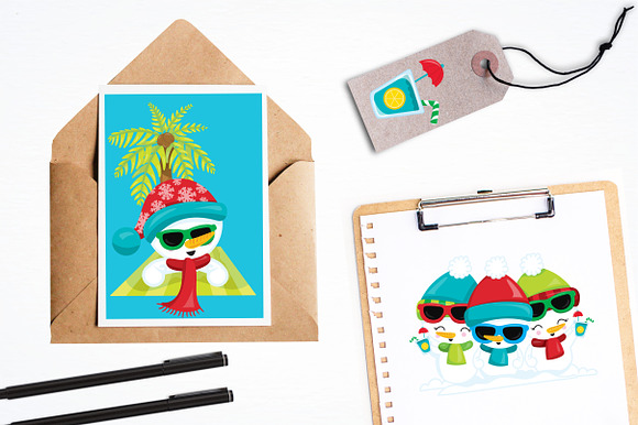 Summer snowman illustration pack in Illustrations - product preview 3