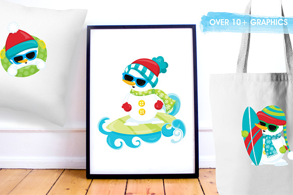 Summer snowman illustration pack in Illustrations - product preview 4