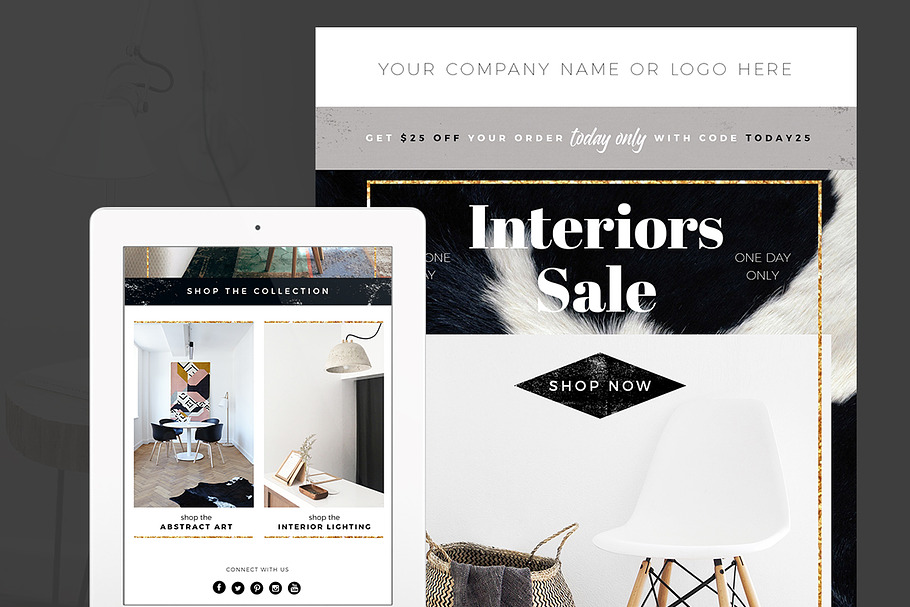 Boho Email Template PSD - Interiors in Mailchimp Templates - product preview 8