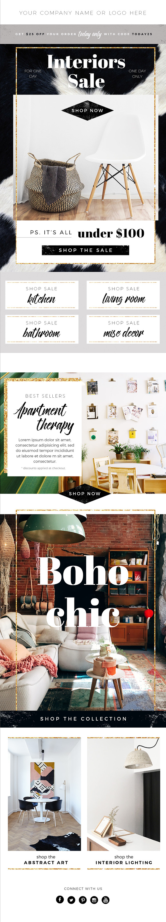 Boho Email Template PSD - Interiors in Mailchimp Templates - product preview 1